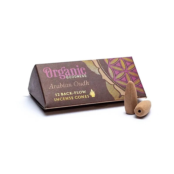 Rückfluss Räucherkegel - Organic Goodness - Arabisches Oudh - 12 Stück
