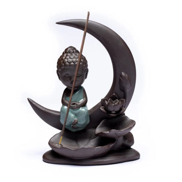 Rückfluss Räucherschale - Buddha auf Mond - 1 Stück