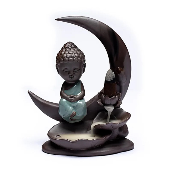 Rückfluss Räucherschale - Buddha auf Mond - 1 Stück