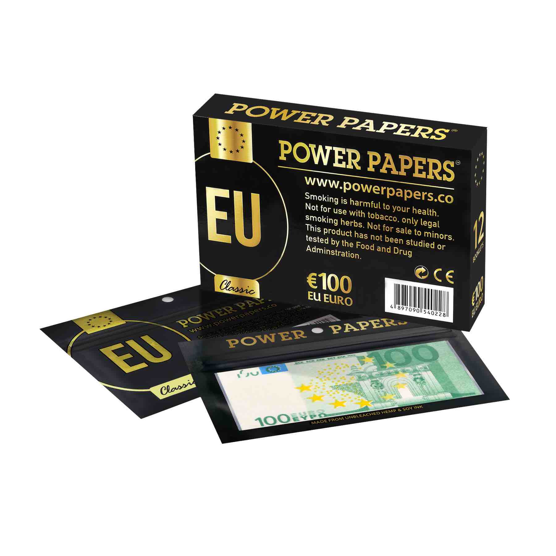 Power Papers 100 EURO - Super King Size + Tips - 12 Stück